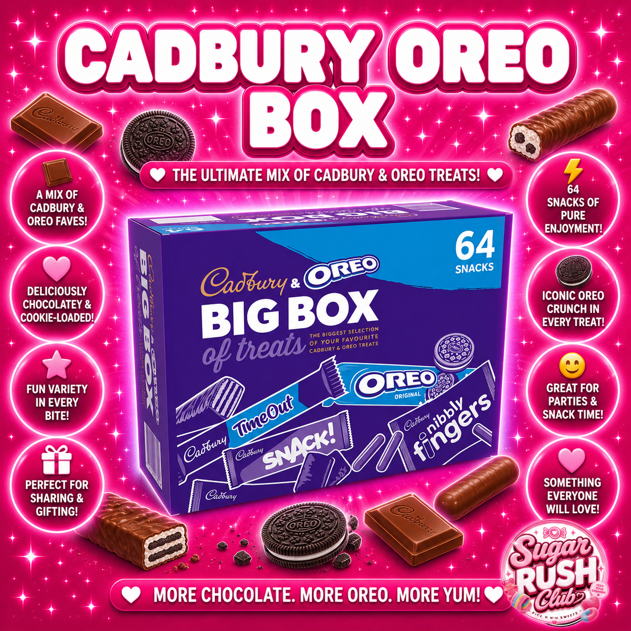 Cadbury & OREO Big Box of Treats - 64 Individually Wrapped Snack Chocolate Biscuits