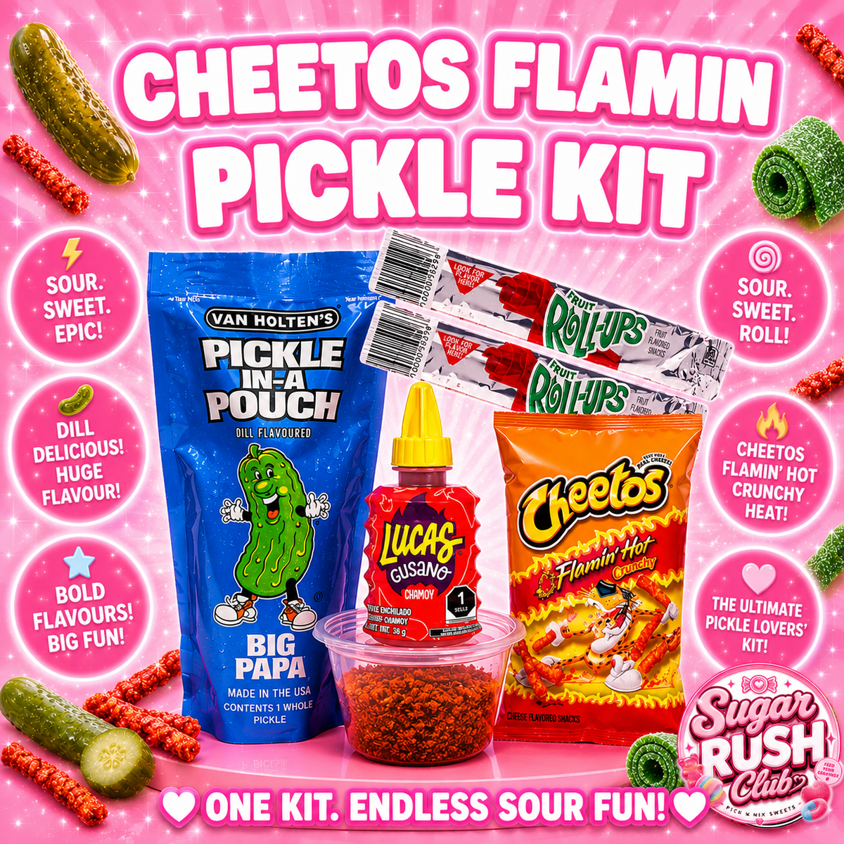 Cheetos Flamin Hot Pickle Kit